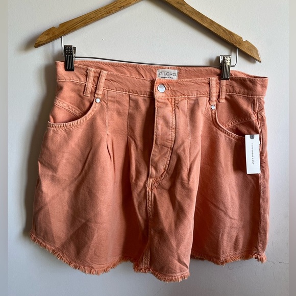 NWT Anthropologie PILCRO Pink/Rose Cotton-Lyocell Pleated Micro Denim Skirt 12 - Picture 2 of 16